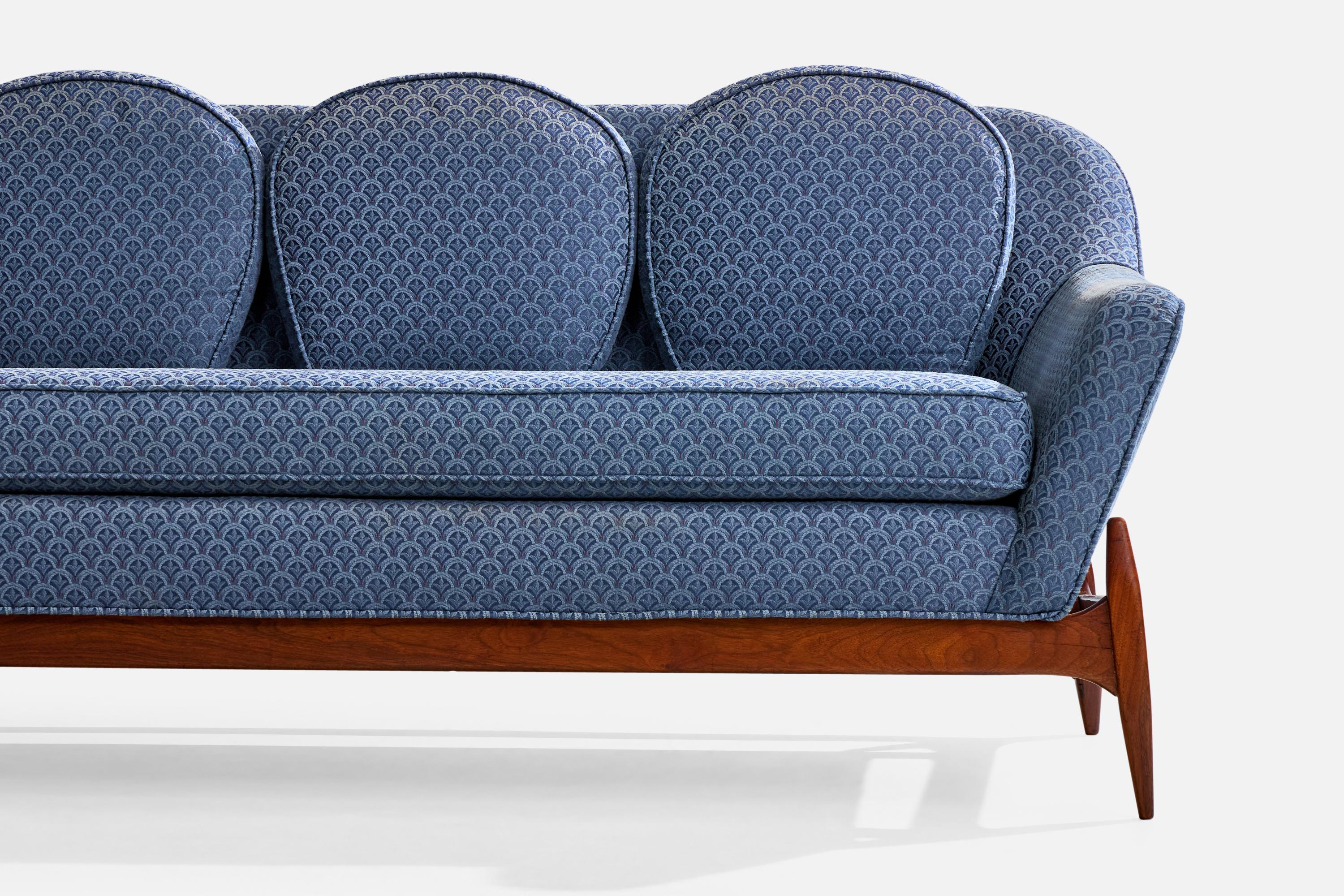 William Hinn Attribution, canapé, Wood Woods, tissu, Suède, années 1950 en vente 1