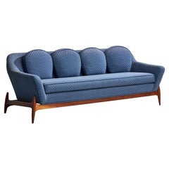 William Hinn Attribution, Sofa, Wood, Fabric, Sweden, 1950s
