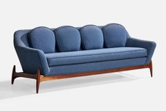 William Hinn Attribution, canapé, Wood Woods, tissu, Suède, années 1950
