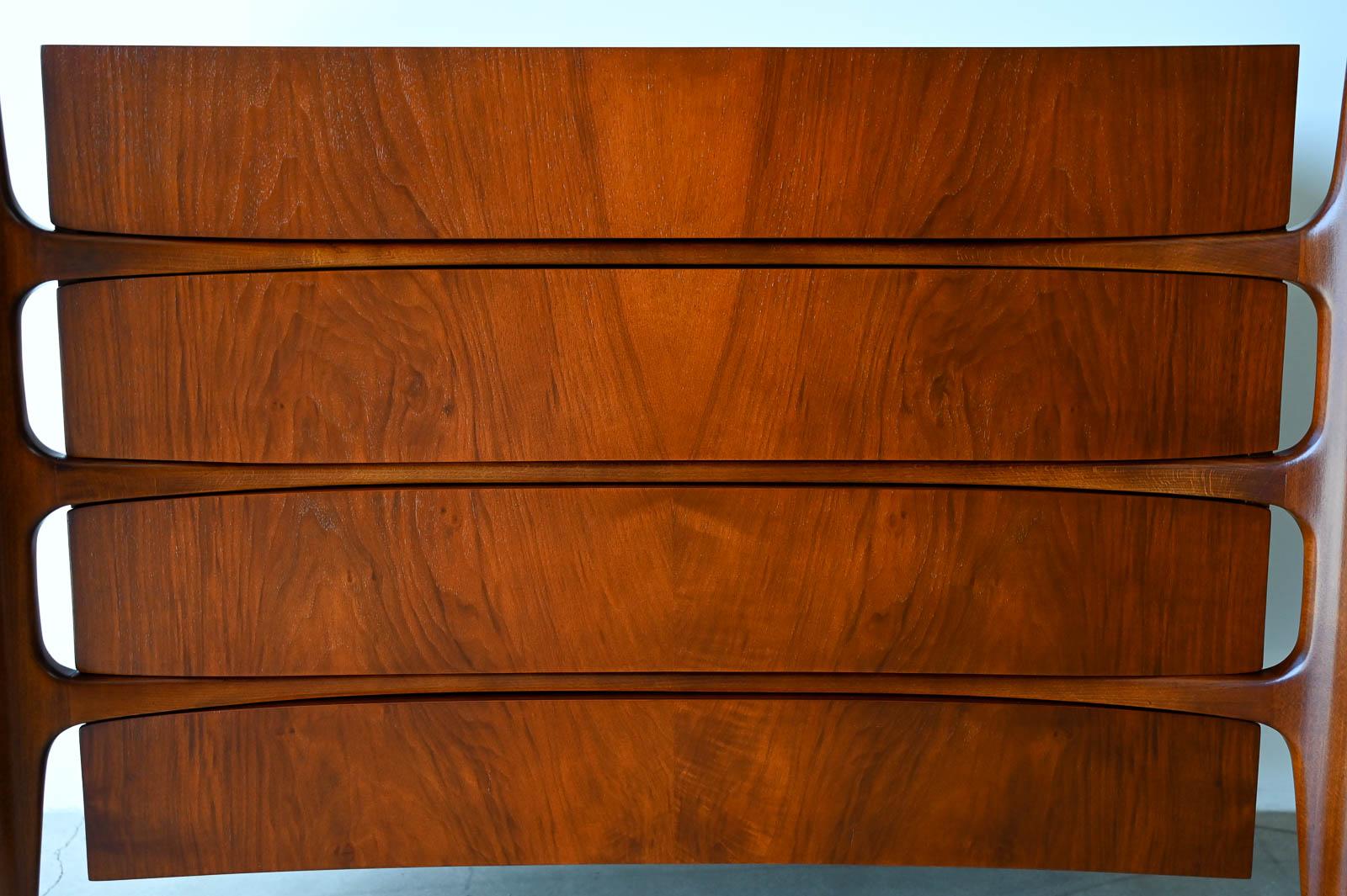 Walnut William Hinn 4 Drawer Chest of Drawers or Cabinet, ca. 1960