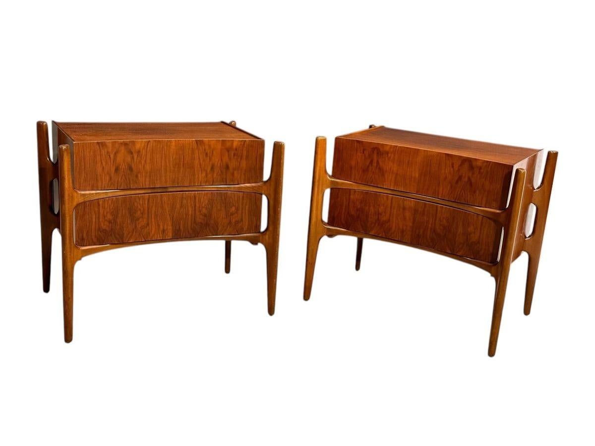William Hinn “Exoskeleton” Pair Nightstands, Sweden 1950s. Matching dresser and chest in separate listings.
Measures 23” tall 26.5” wide 17.25” deep