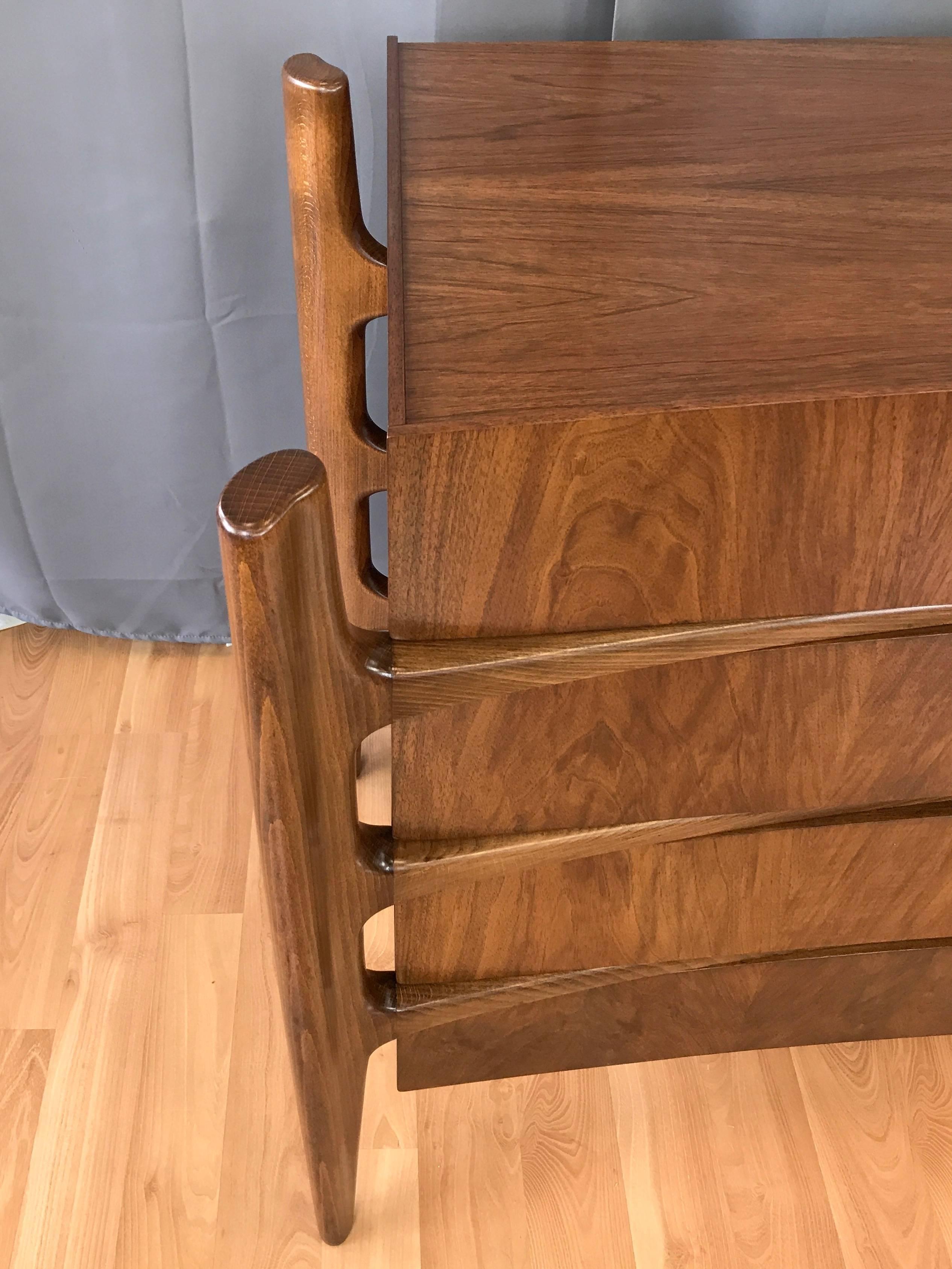 Scandinavian Modern William Hinn for Urban Furniture Sculptural Walnut Eight-Drawer Dresser