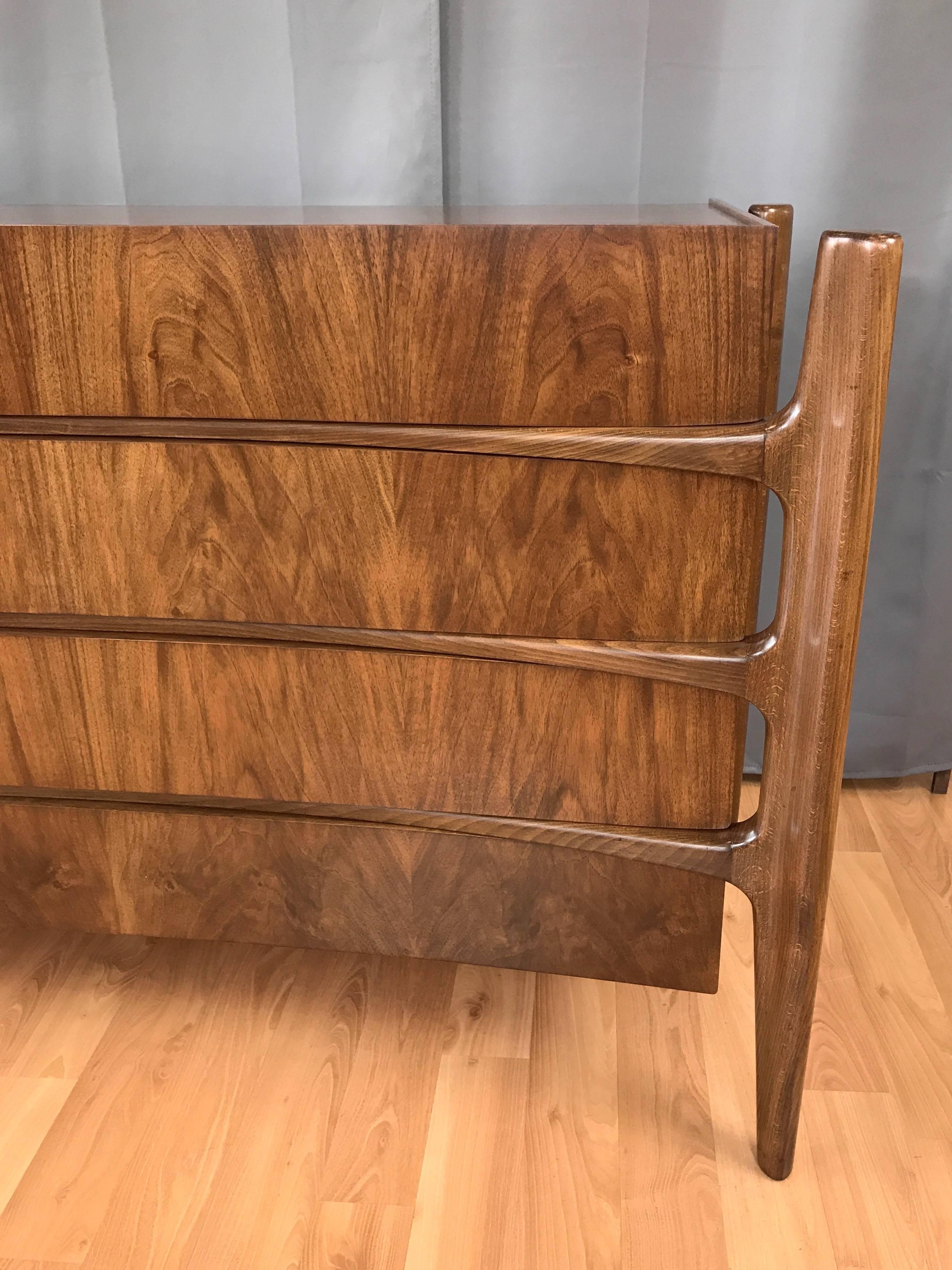Swedish William Hinn for Urban Furniture Sculptural Walnut Eight-Drawer Dresser