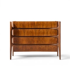 William Hinn Mid Century Walnut Curved Front Lowboy Dresser