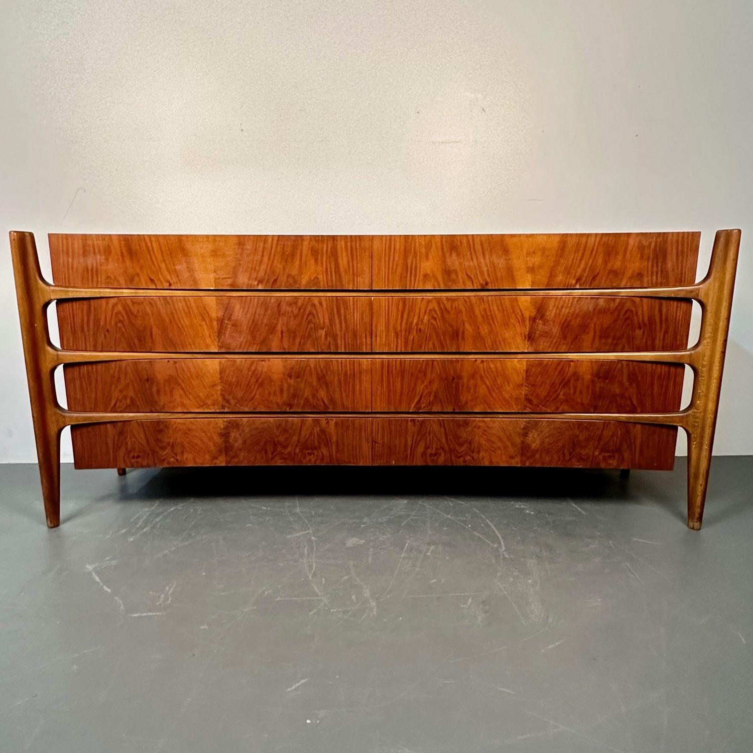 William Hinn, Swedish Mid-Century Modern, Exoskeleton Curved Dresser, 1960s In Good Condition For Sale In Stamford, CT
