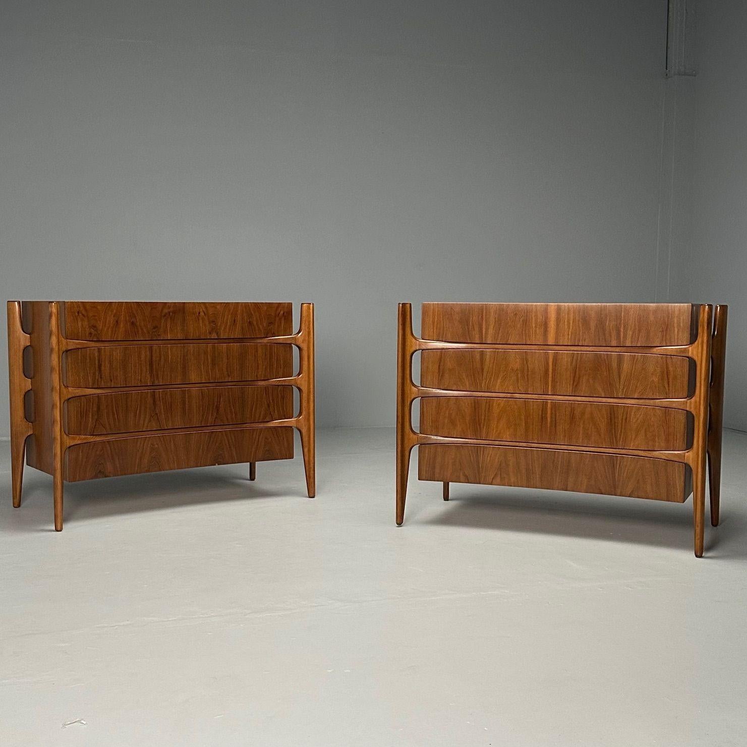 William Hinn, Schwedische Mid-Century Modern-Kommoden, Skulpturale Kommoden, Nussbaum, 1970er Jahre (Ende des 20. Jahrhunderts) im Angebot