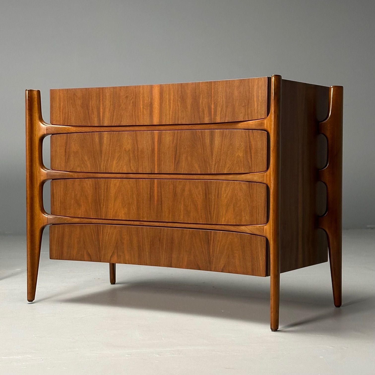 William Hinn, Schwedische Mid-Century Modern-Kommoden, Skulpturale Kommoden, Nussbaum, 1970er Jahre 1