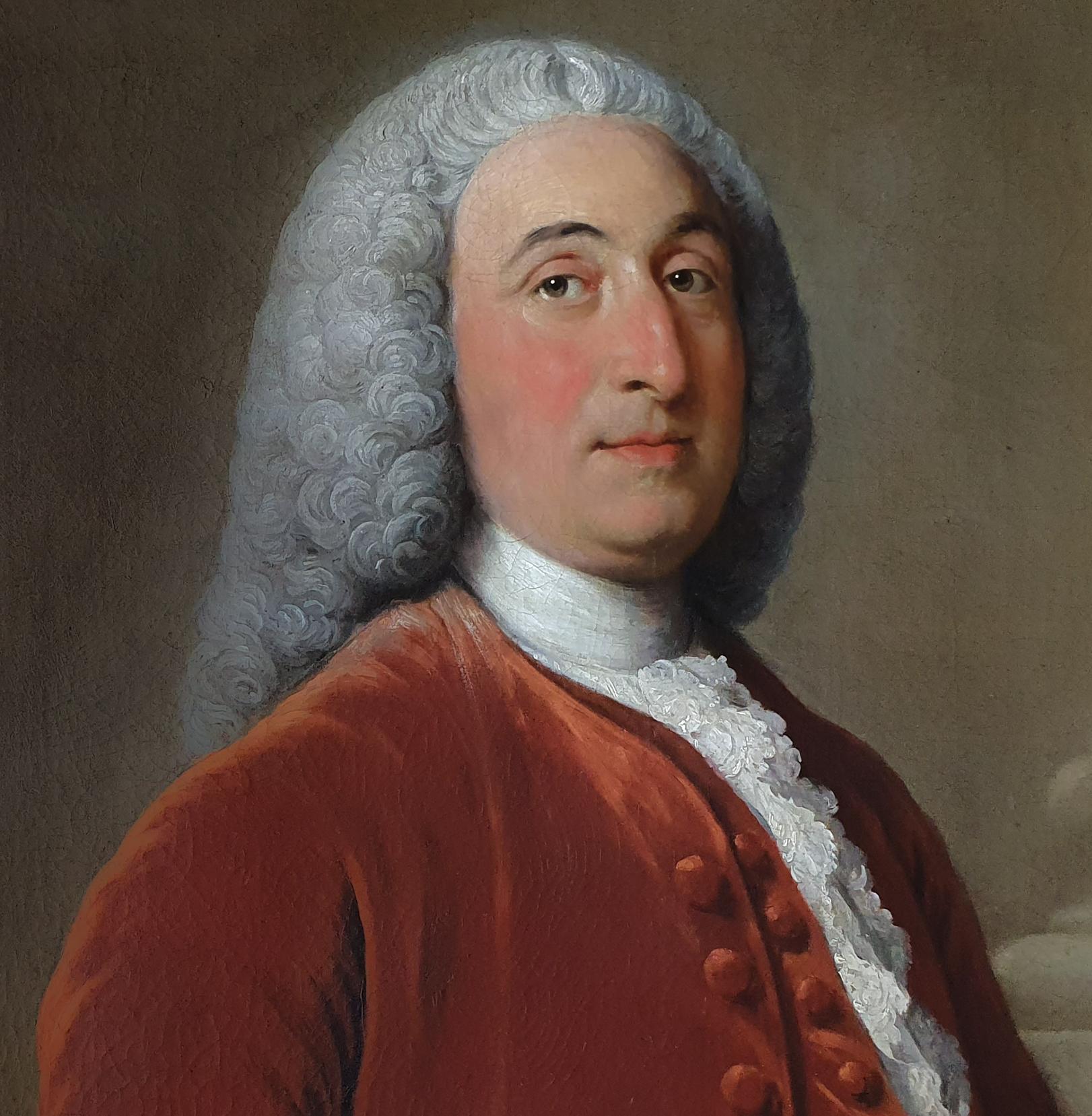 Portrait of Thomas Pelham-Holles, 1st Duke of Newcastle (1693-1768), circa 1750 - Old Masters Painting by William Hoare