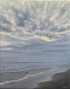 William Hobbs, "Cool Mist", 20x16 Dramatic Moody Seascape Original Oil Painting