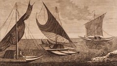 Boats of the Friendly Isles, Tonga: Original 18th C. Engraving from Captain Cook