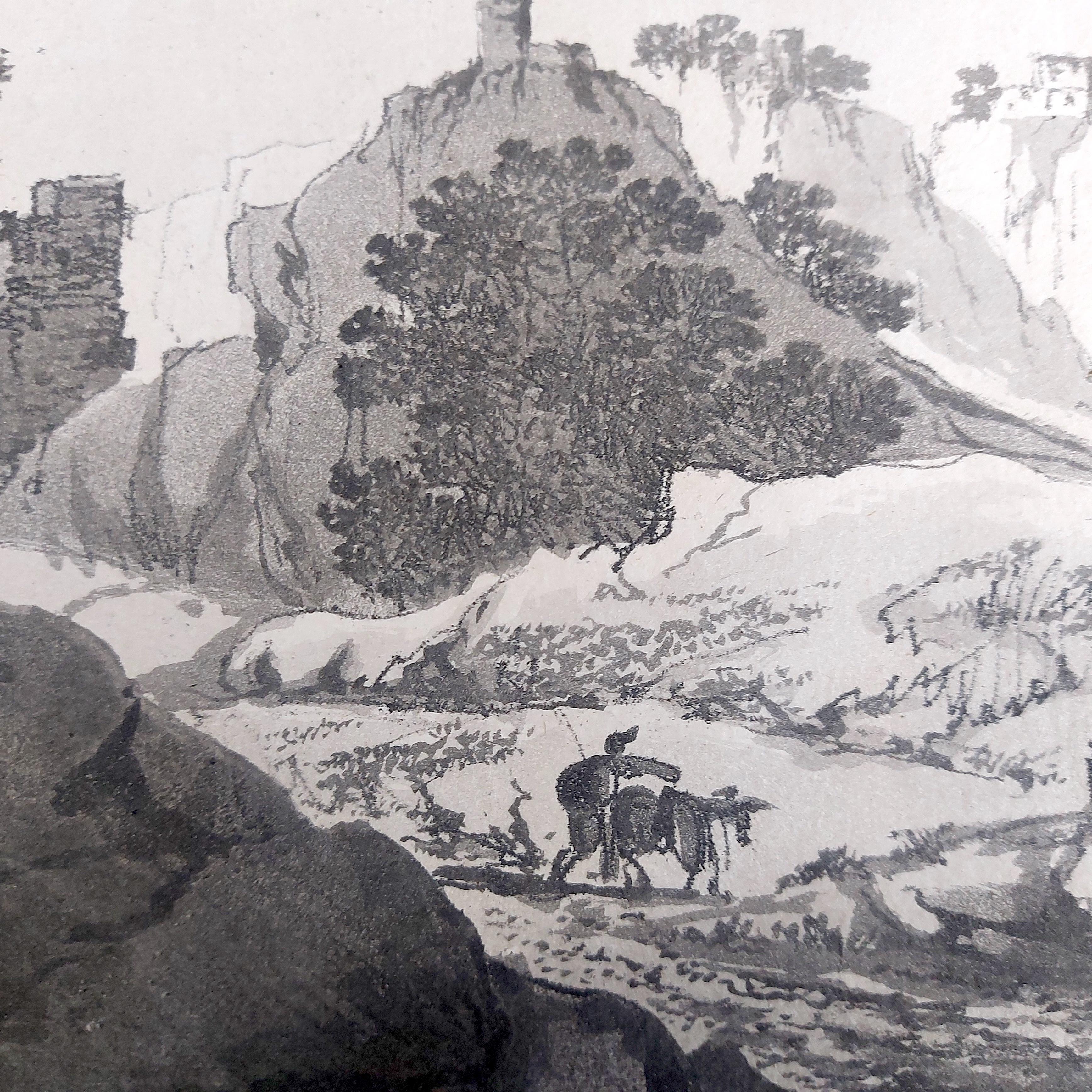 William Hodges, Indien, „A View of the Ravines at Etana“, frühes Indien-Stickerei  3