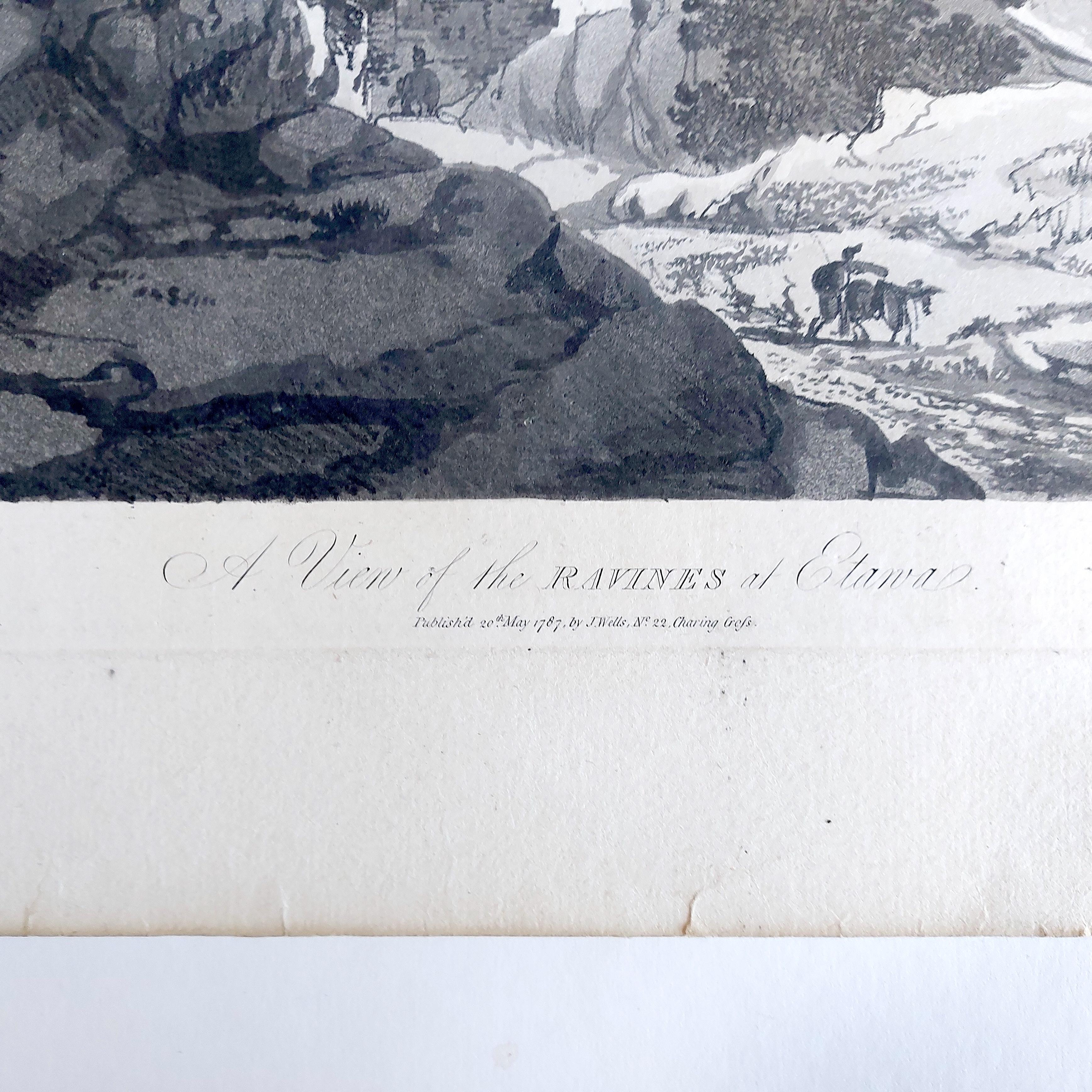 William Hodges, Indien, „A View of the Ravines at Etana“, frühes Indien-Stickerei  5