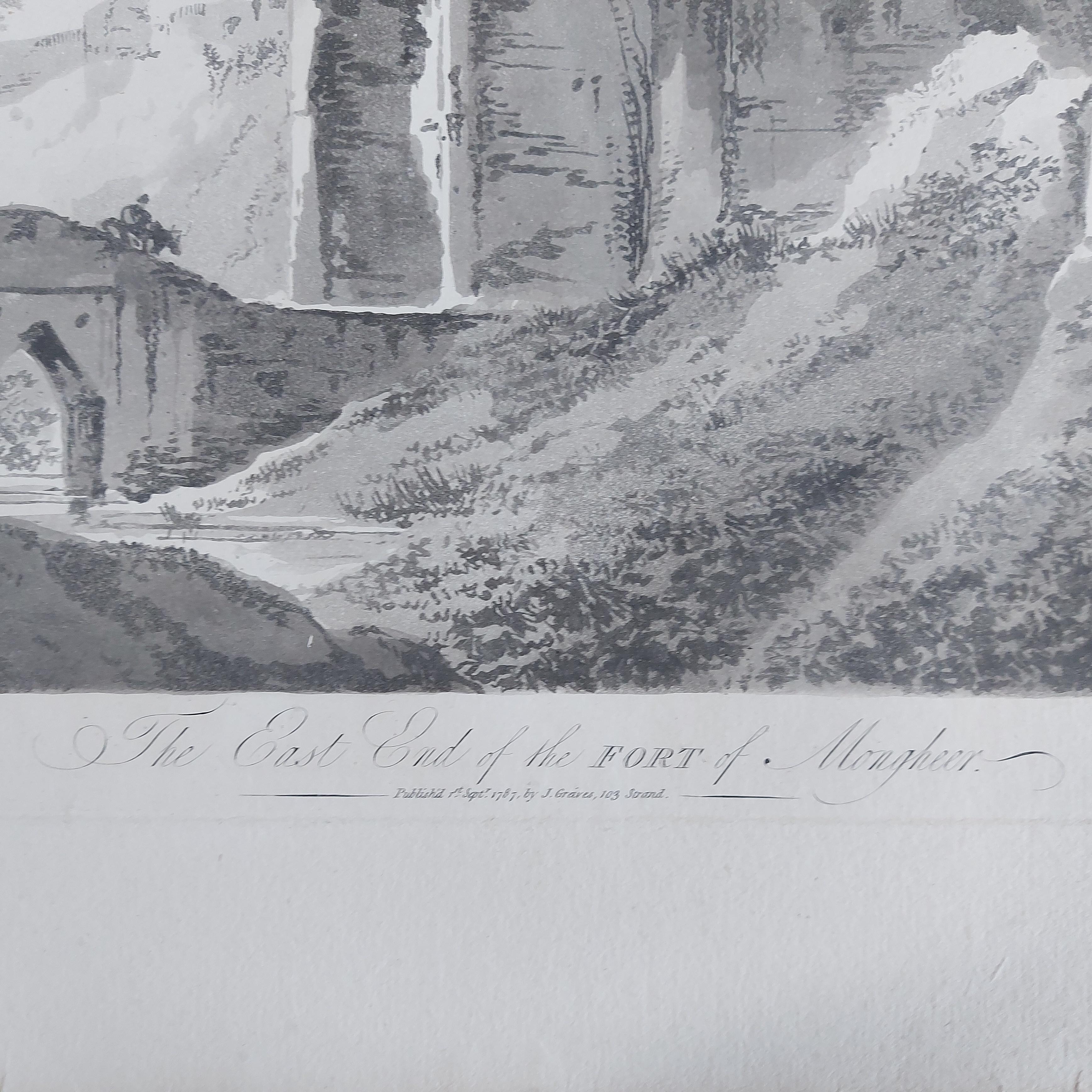 William Hodges, Indien, Gravur „The East End of the Fort of Mongheer“, Indien  5