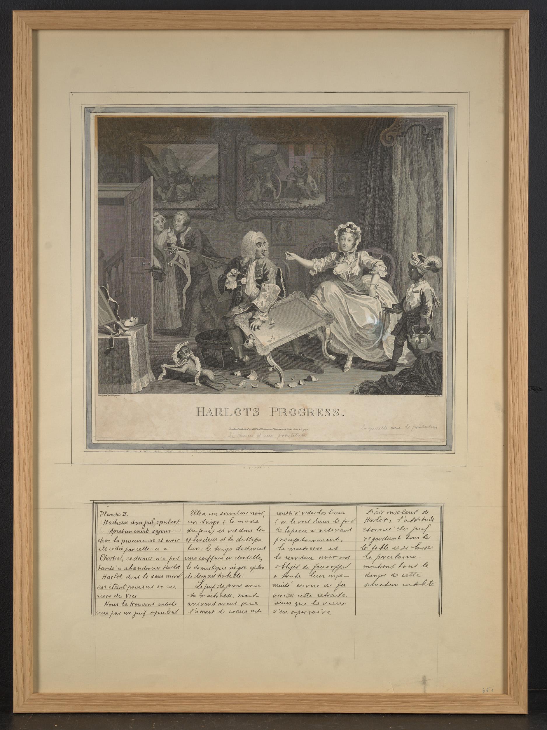 William Hogarth, Harlot's Progress, Litographs with French Comments In Good Condition For Sale In Leuven , BE