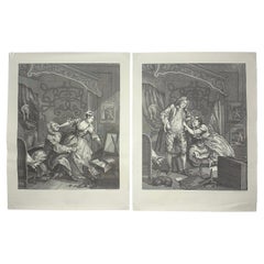 William Hogarth - 'Before and After' 2 Plate Etchings