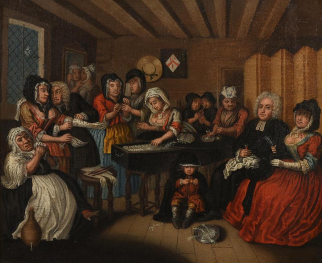 After William Hogarth
The Harlot's Progress
A set of six, Oil on canvas
Each 12 x 14 3/4 in (30.5 x 37.5 cm)

The Harlot's Progress is a series of six paintings (1731, now destroyed) and engravings (1732) by William Hogarth. The series shows the