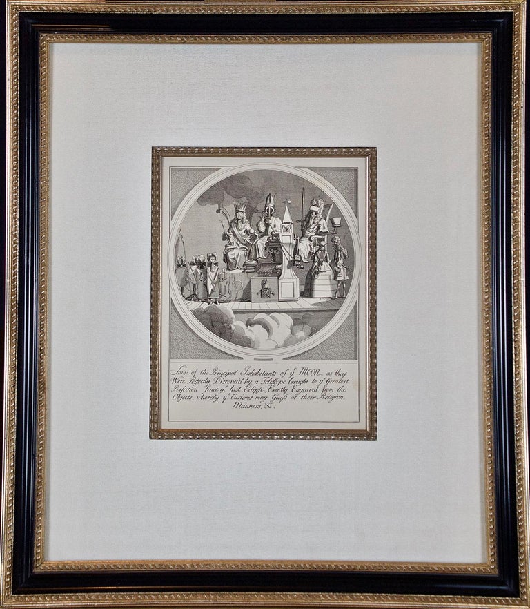 William Hogarth Figurative Print - "Principal Inhabitants of the Moon": A Framed 18th Century Satire by Hogarth