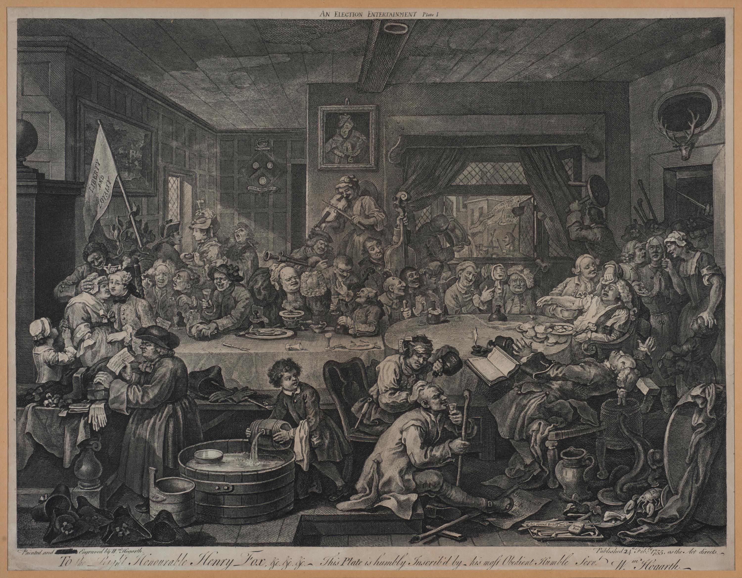 An Election Entertainment - Original Etching by William Hogarth - 1755