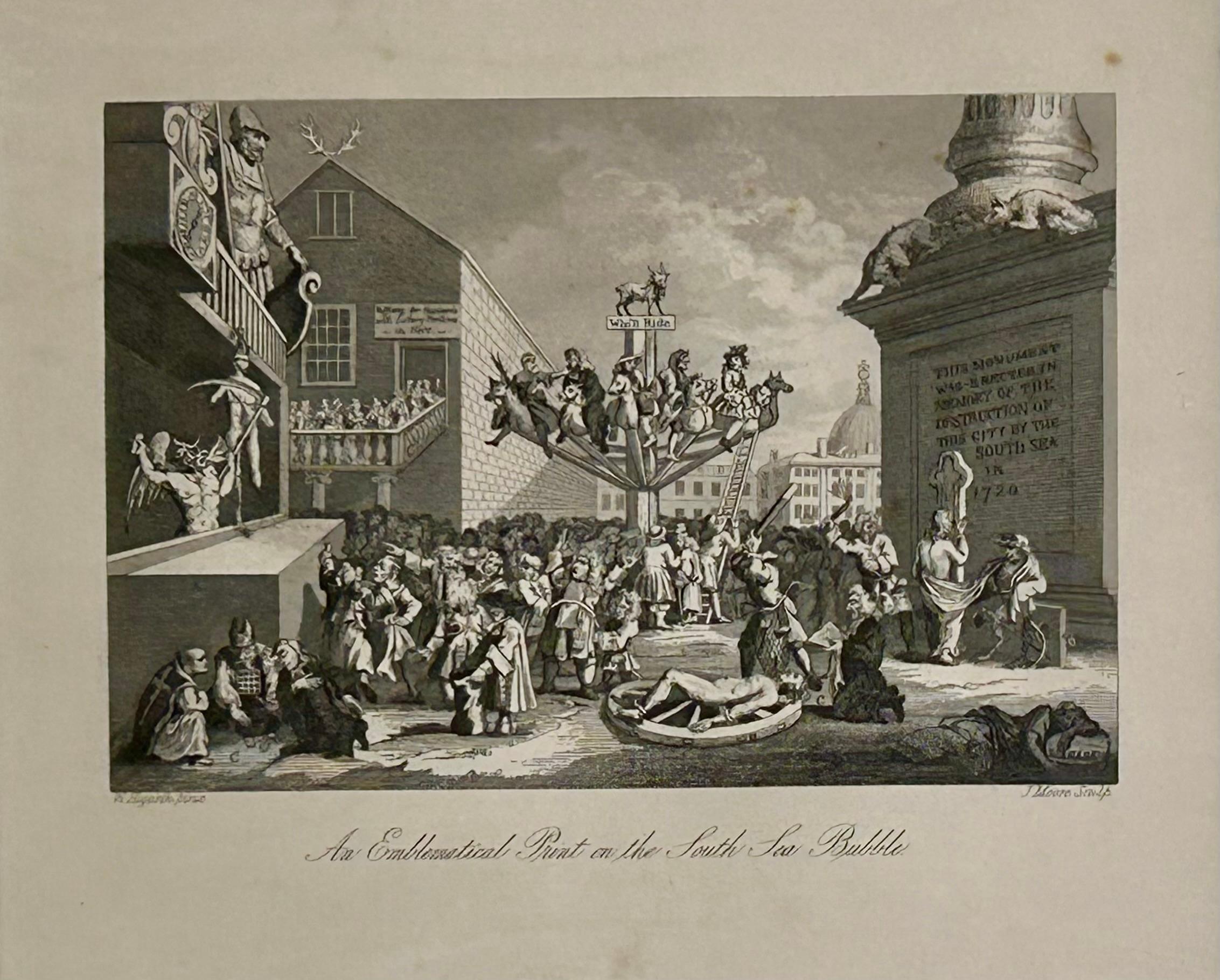 William Hogarth Figurative Print - An Emblematical Print on the South Sea Bubble