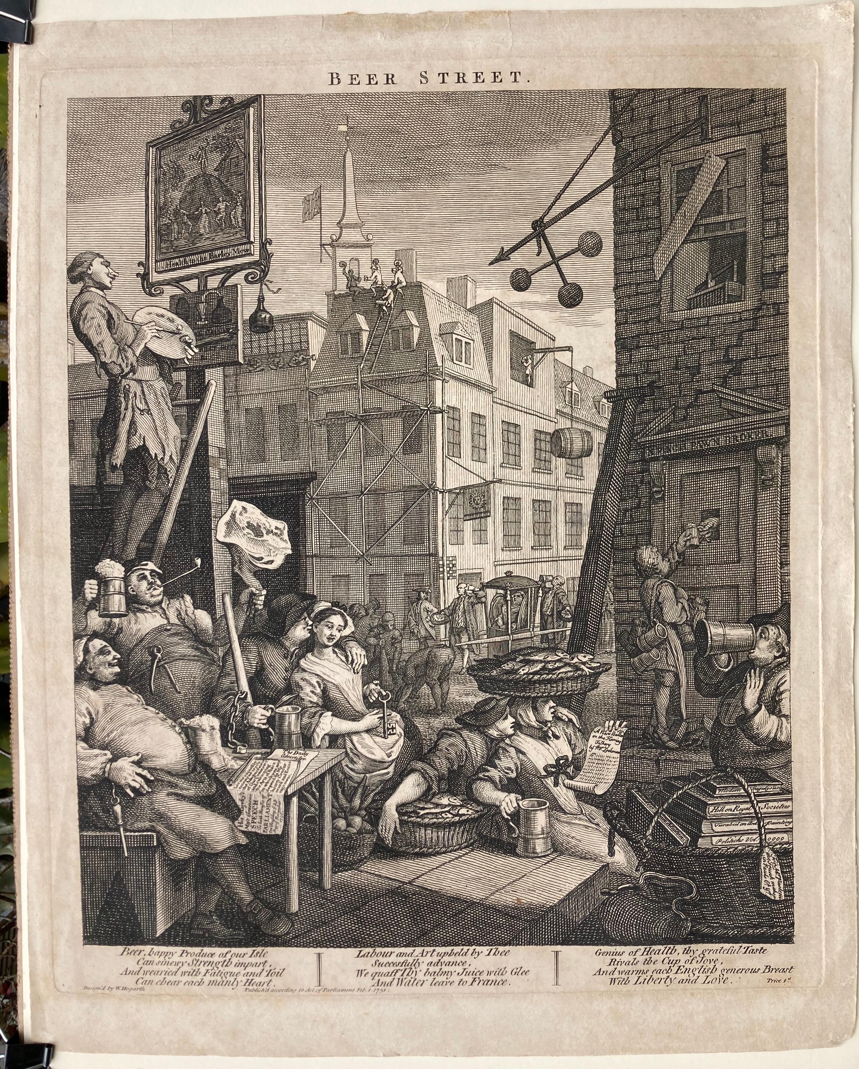 BEER STREET - Old Masters Print by William Hogarth