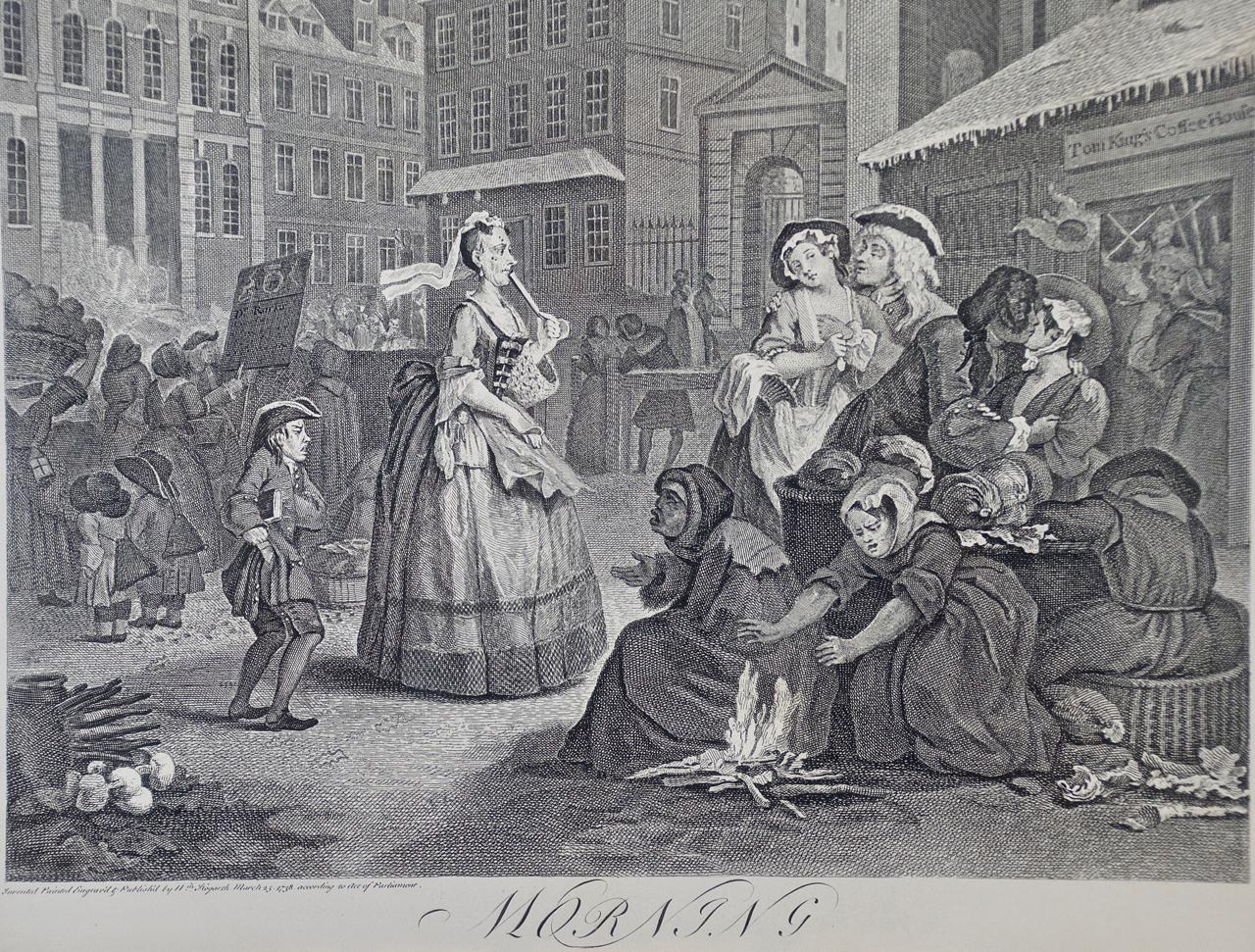  Quatre gravures de Hogarth encadrées « Four Times of the Day » en vente 1