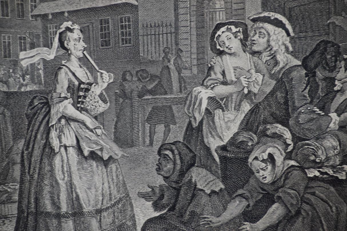  Quatre gravures de Hogarth encadrées « Four Times of the Day » en vente 2