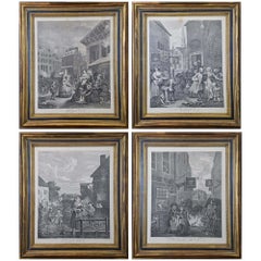 Antique Four Framed Hogarth Engravings "Four Times of the Day"