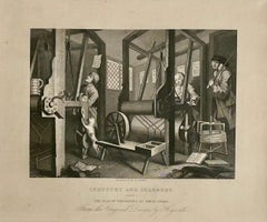 Industry and Idleness Plate 1:  The Fellow 'Prentices at their Looms