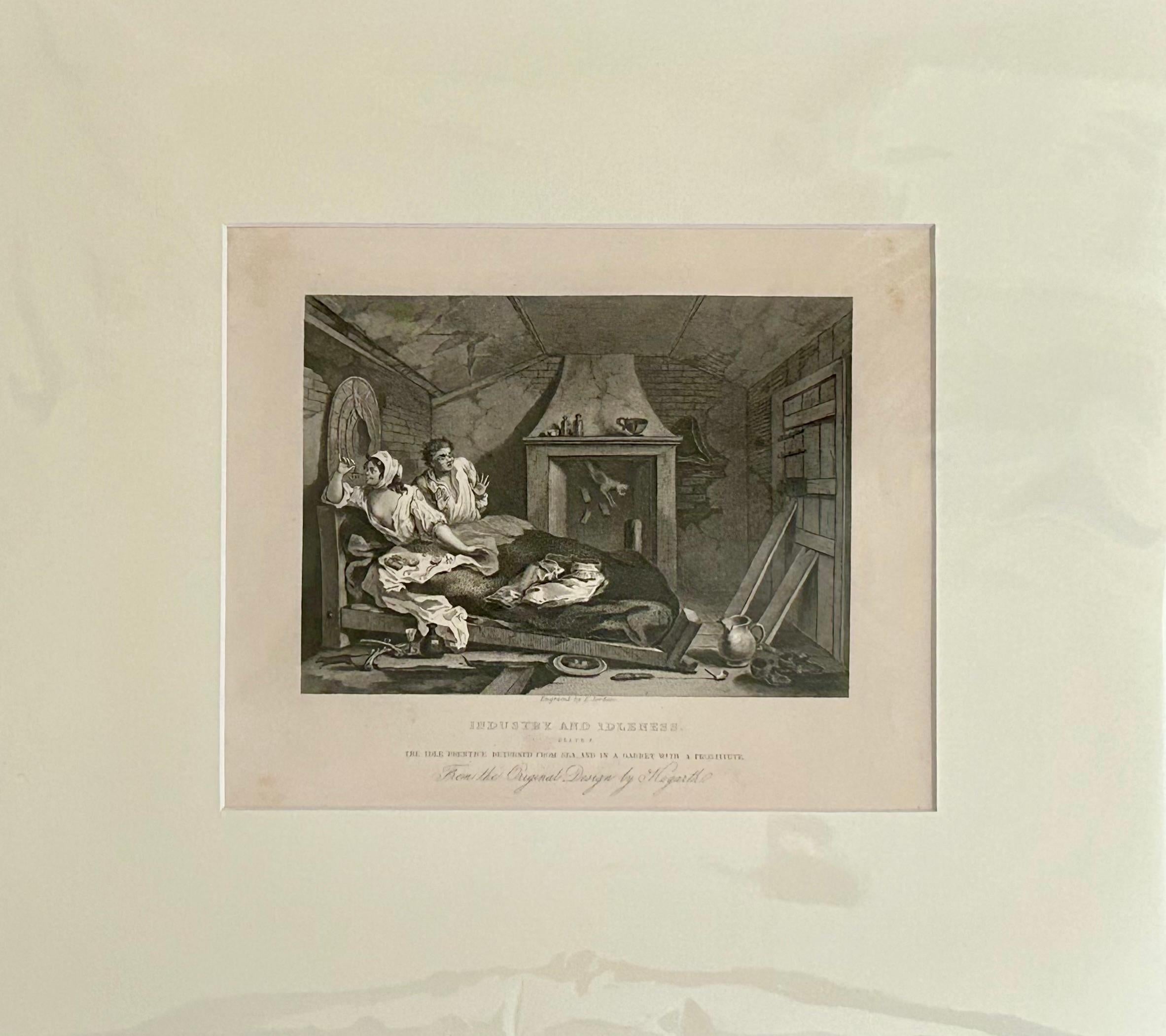 Industry and Idleness Plate 7: The Idleness Teller „Prentice Returned From Sea“ – Print von William Hogarth