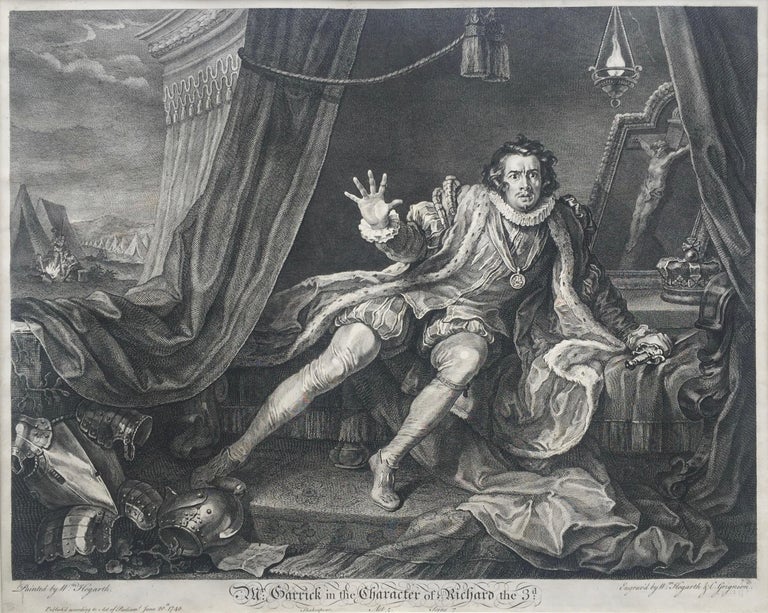 Mr. Garrick in the Character of Richard the 3rd  - FINE IMPRESSION - Old Masters Print by William Hogarth