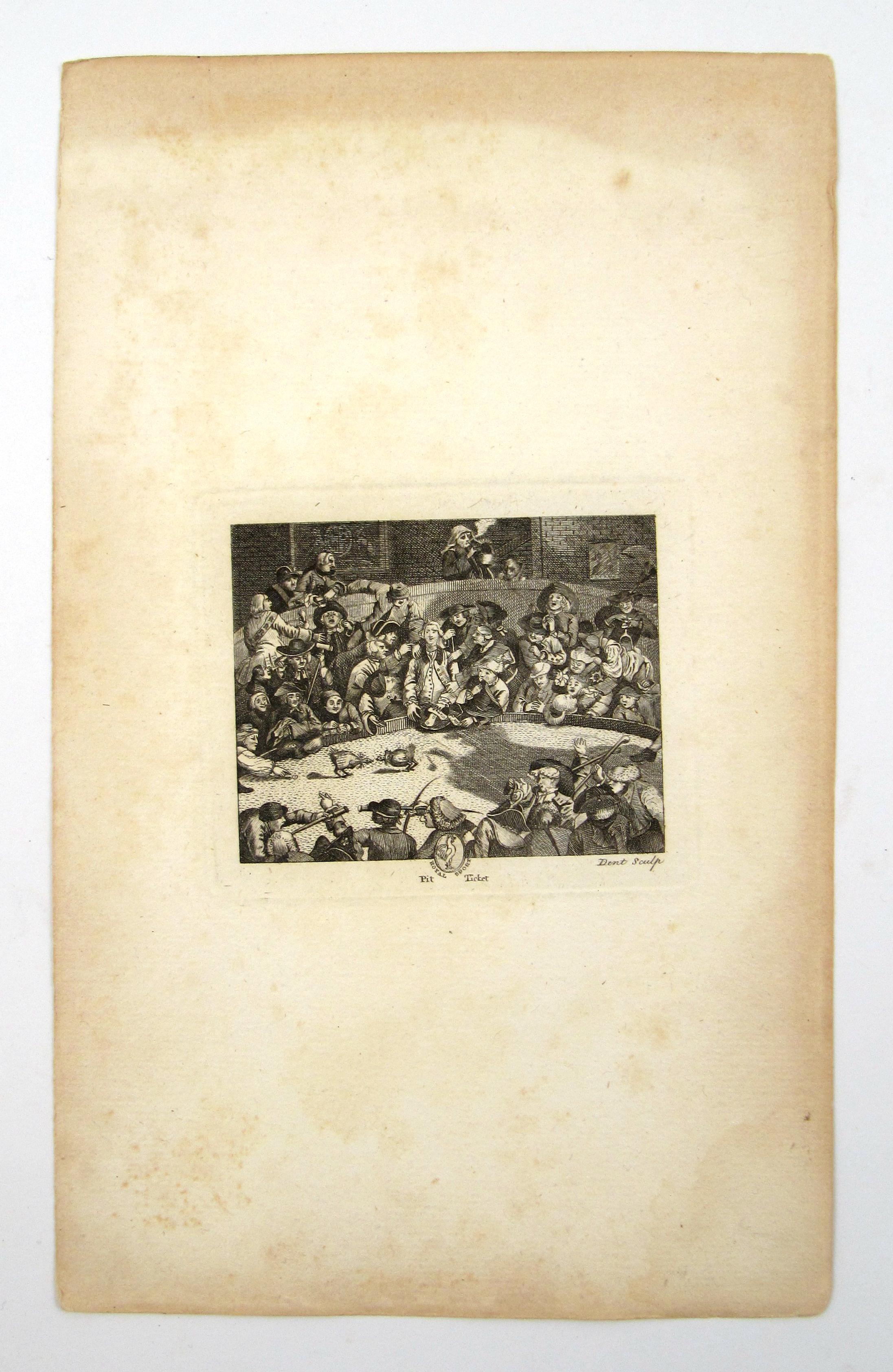 Royal Sports PIT TICKET - 18thC Entry Ticket to Cock Fight in Georgian England - Print by William Hogarth