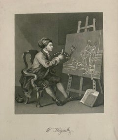Self Portrait of William Hogarth, 1861 Engraving, Good Condition