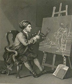 Self Portrait of William Hogarth - Engraving 1861
