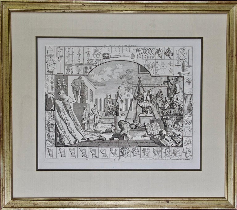 The two plates in this set were created utilizing both engraving and etching techniques by William Hogarth in 1753, originally as illustrations of his book on aesthetics, entitled "Analysis of Beauty". Due to their popularity, these plates were
