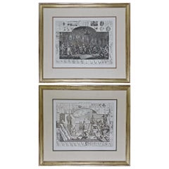 Análisis de la Belleza" de William Hogarth: Conjunto de dos grabados enmarcados del siglo XVIII
