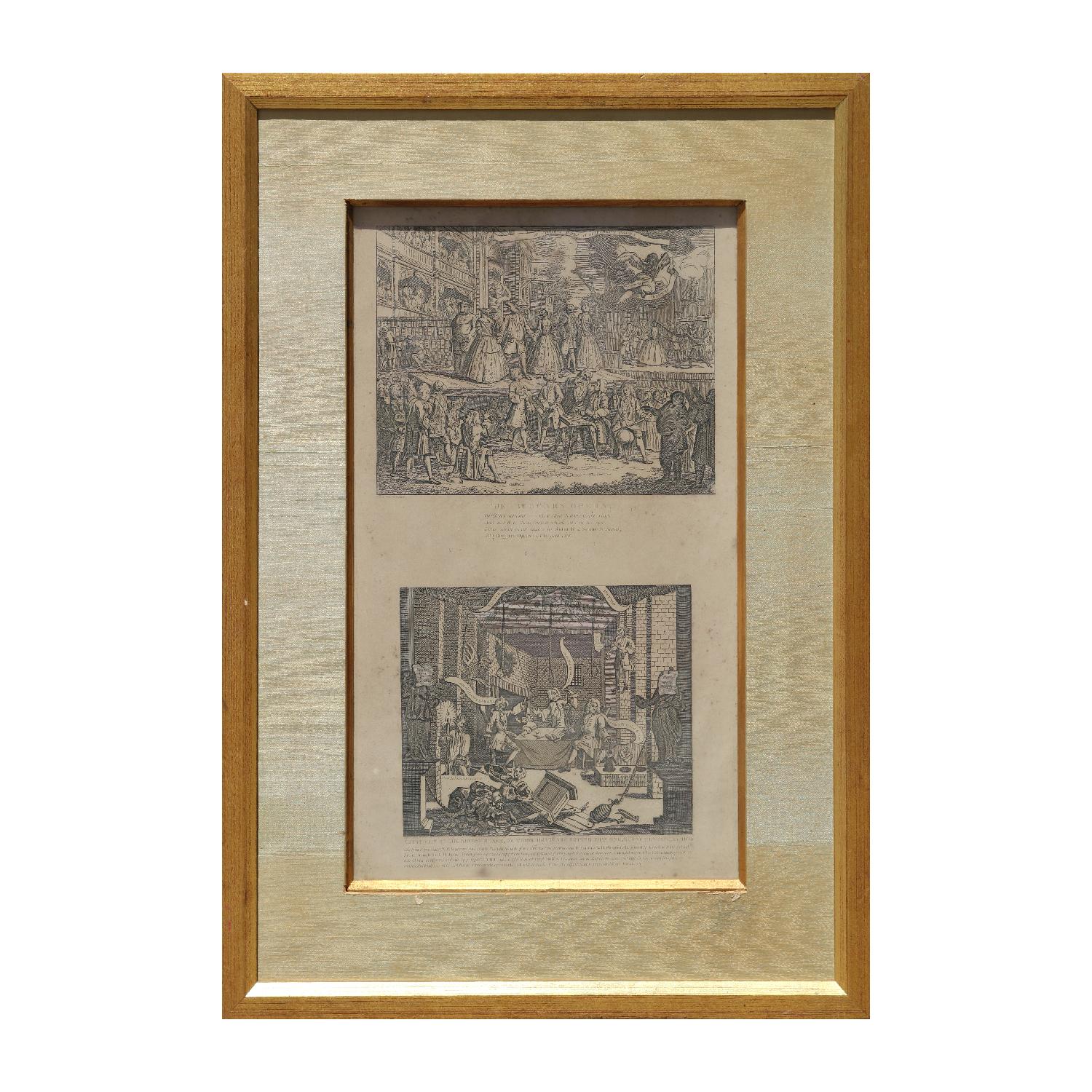 William Hogarth Print - "The Beggars Opera" and " A Just View of The British Stage" Original Etchings