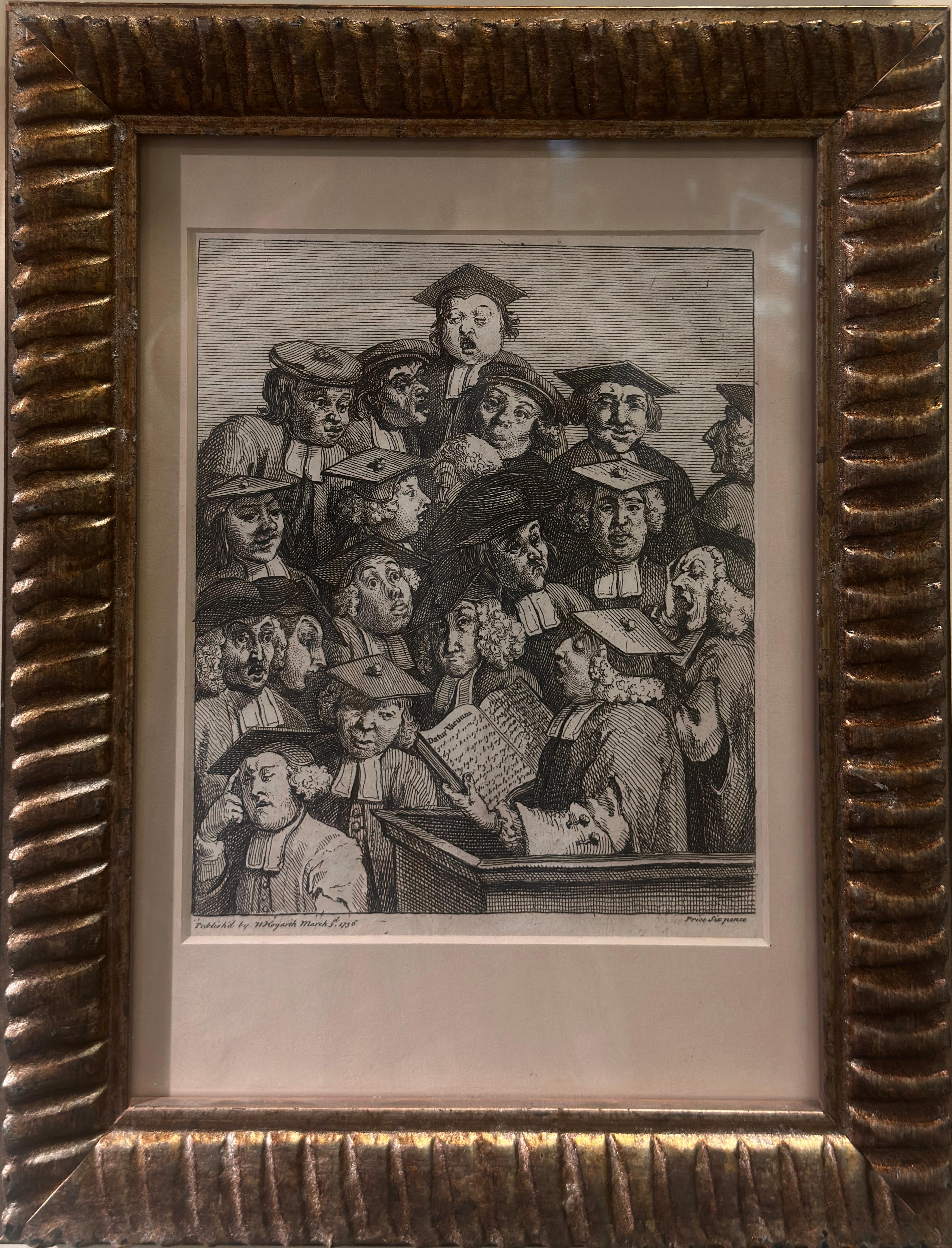 The Company of Undertakers, Original period engraving - Print by William Hogarth
