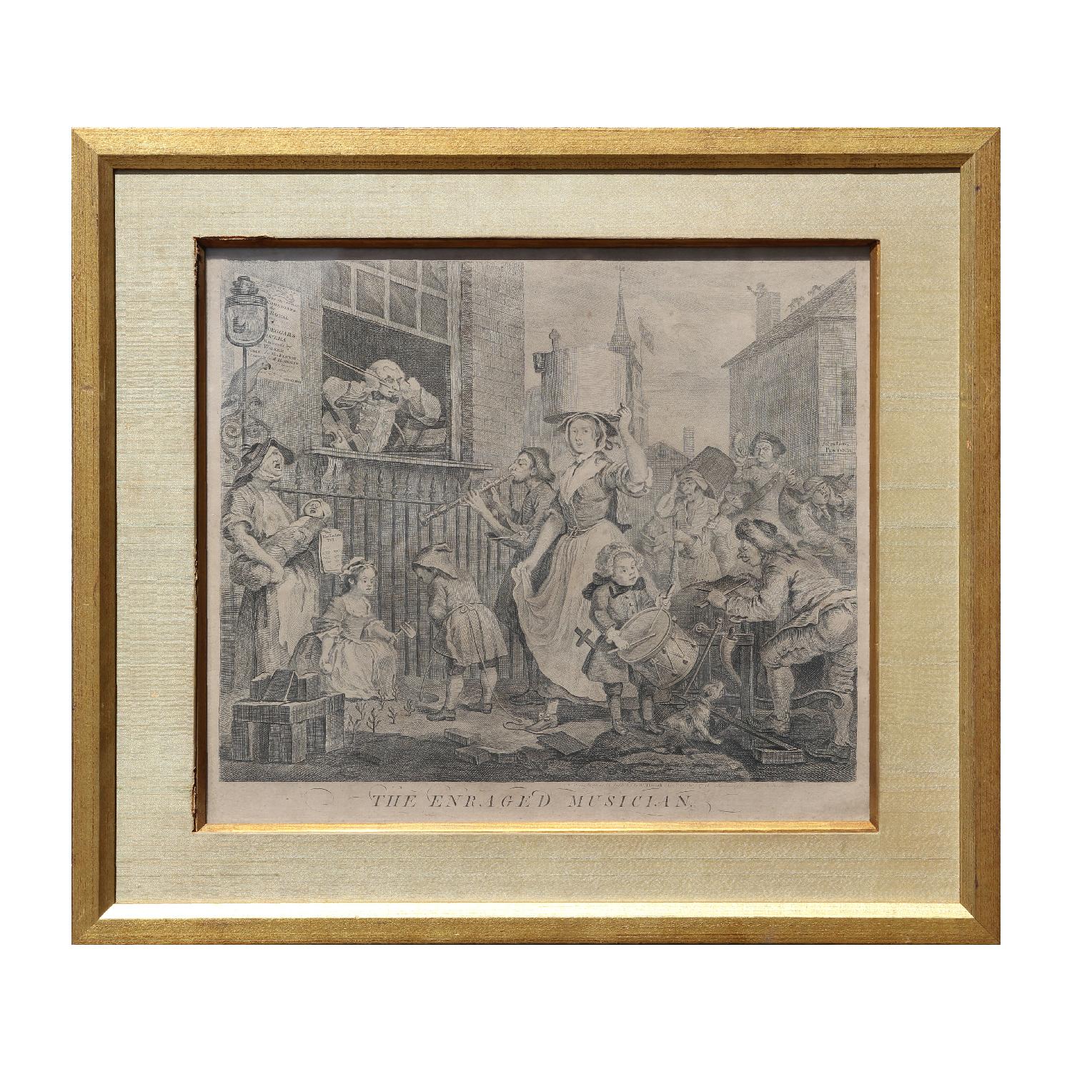William Hogarth Figurative Print - "The Enraged Musicians" Original Baroque Etching