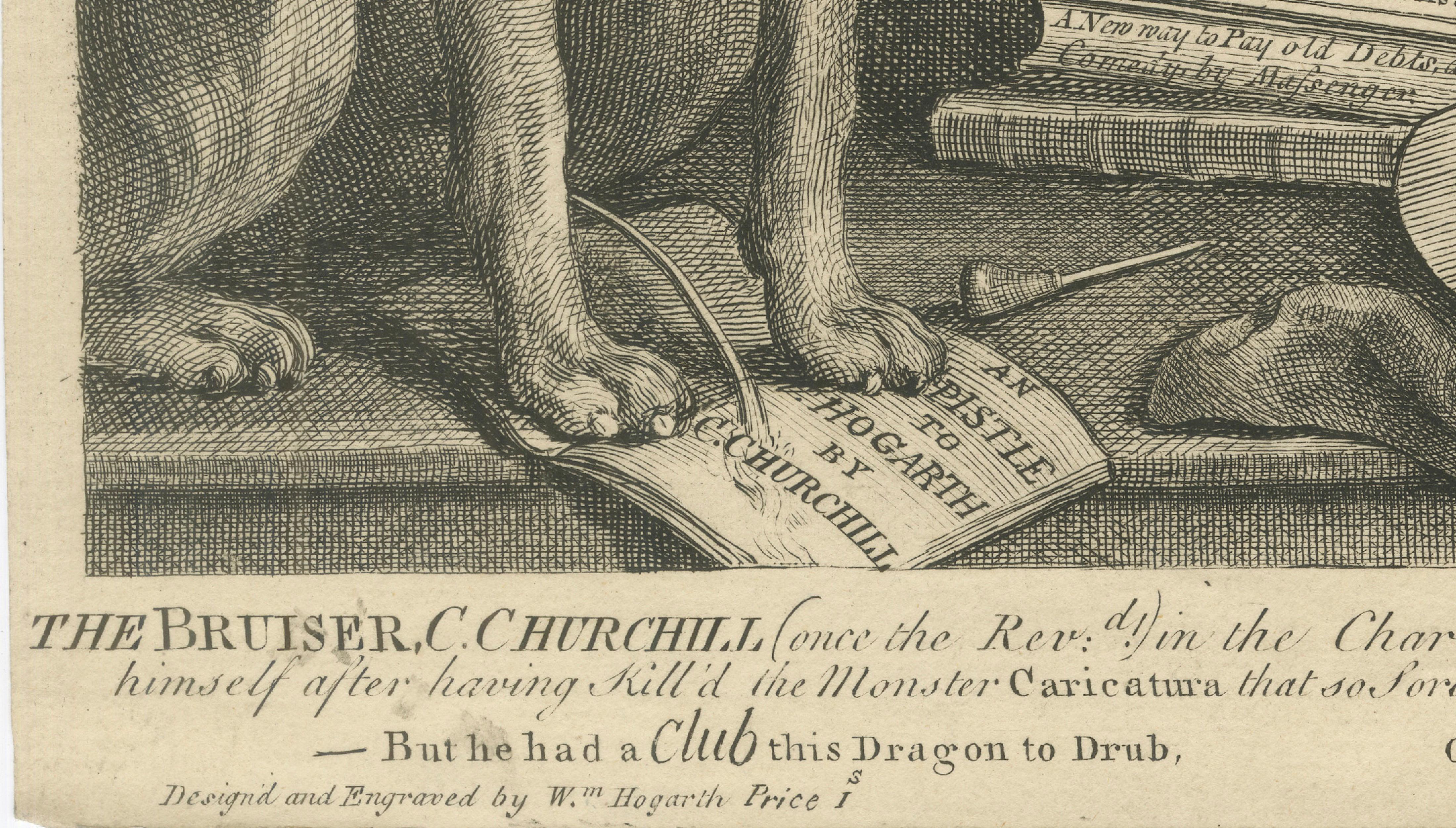 William Hogarth, The Bruiser – Satirical Churchill Bear Engraving, 1763