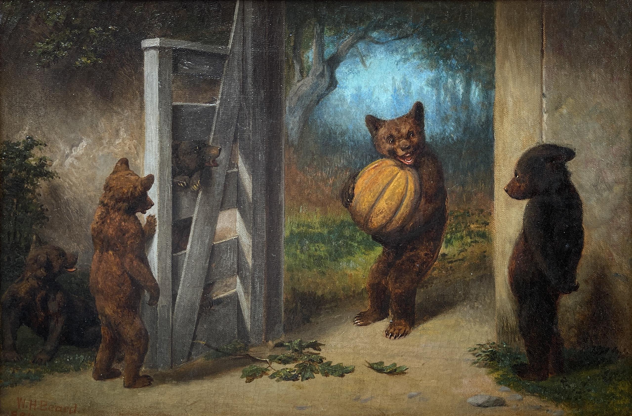 William Holbrook Beard  (1824 - 1900) Landscape Painting - "Gwine to Eat it All Myself" William Holbrook Beard, Bears, Animals, Genre Scene