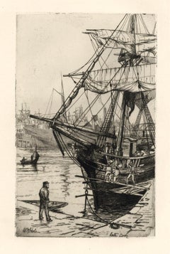 "Leith Docks" original etching