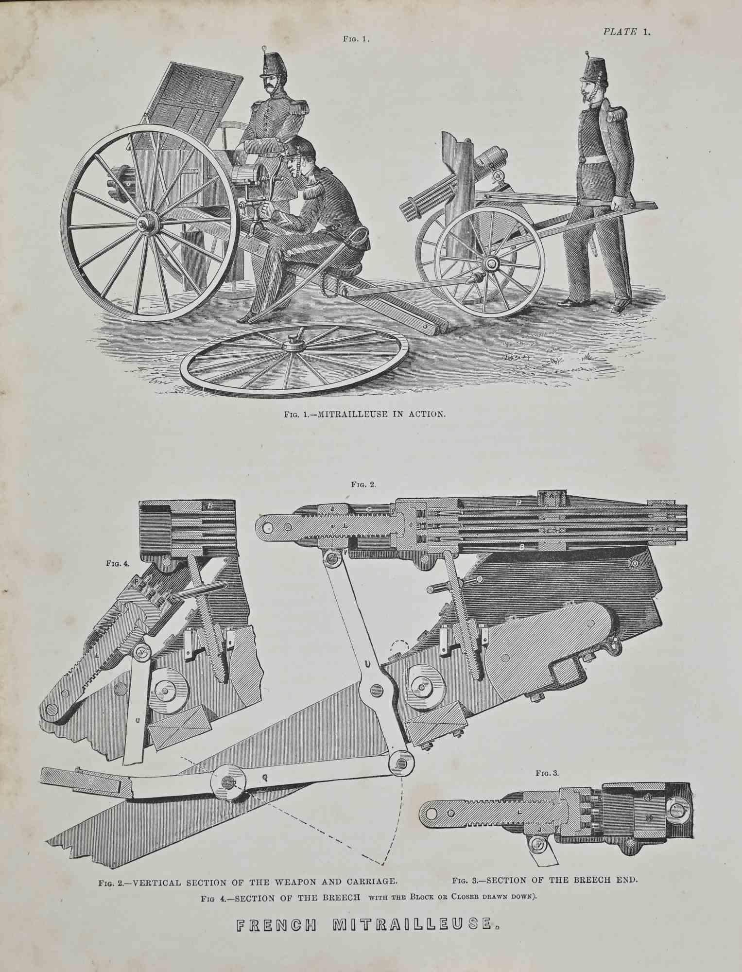 Die französische Mitrailleuse ist ein Kunstwerk, das von William Holl in der zweiten Hälfte des 19. Jahrhunderts geschaffen wurde.

Lithografie, gedruckt 1872 bei Milliam Mackenzie, London.

Guter Zustand.

