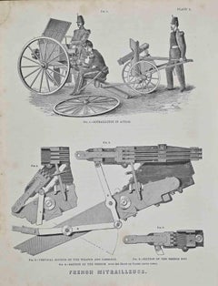 Antique French Mitrailleuse - Lithograph by William Holl - 1872