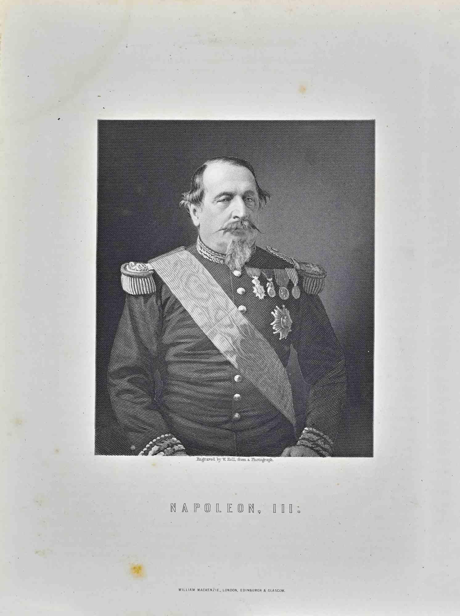 Retrato de Napoleón III es una obra de arte realizada por William Holl (1807-1871) a partir de una fotografía.

Litografía, impresa en 1872 por Milliam Mackenzie, Londres.
Buen estado.

