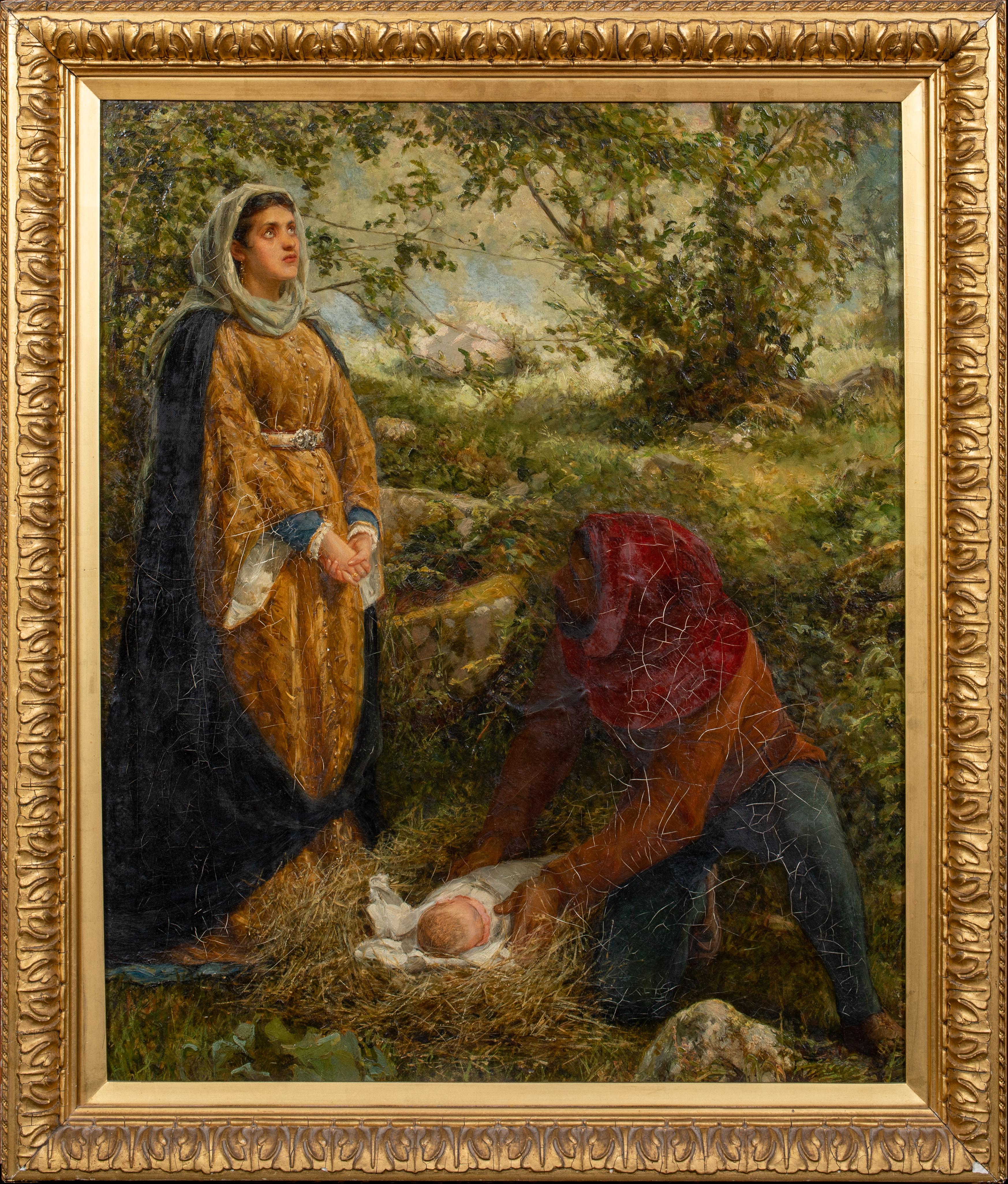 Descanso de la Huida a Egipto, siglo XIX  inscrito a WILLIAM HOLMAN HUNT - Painting de William Holman Hunt