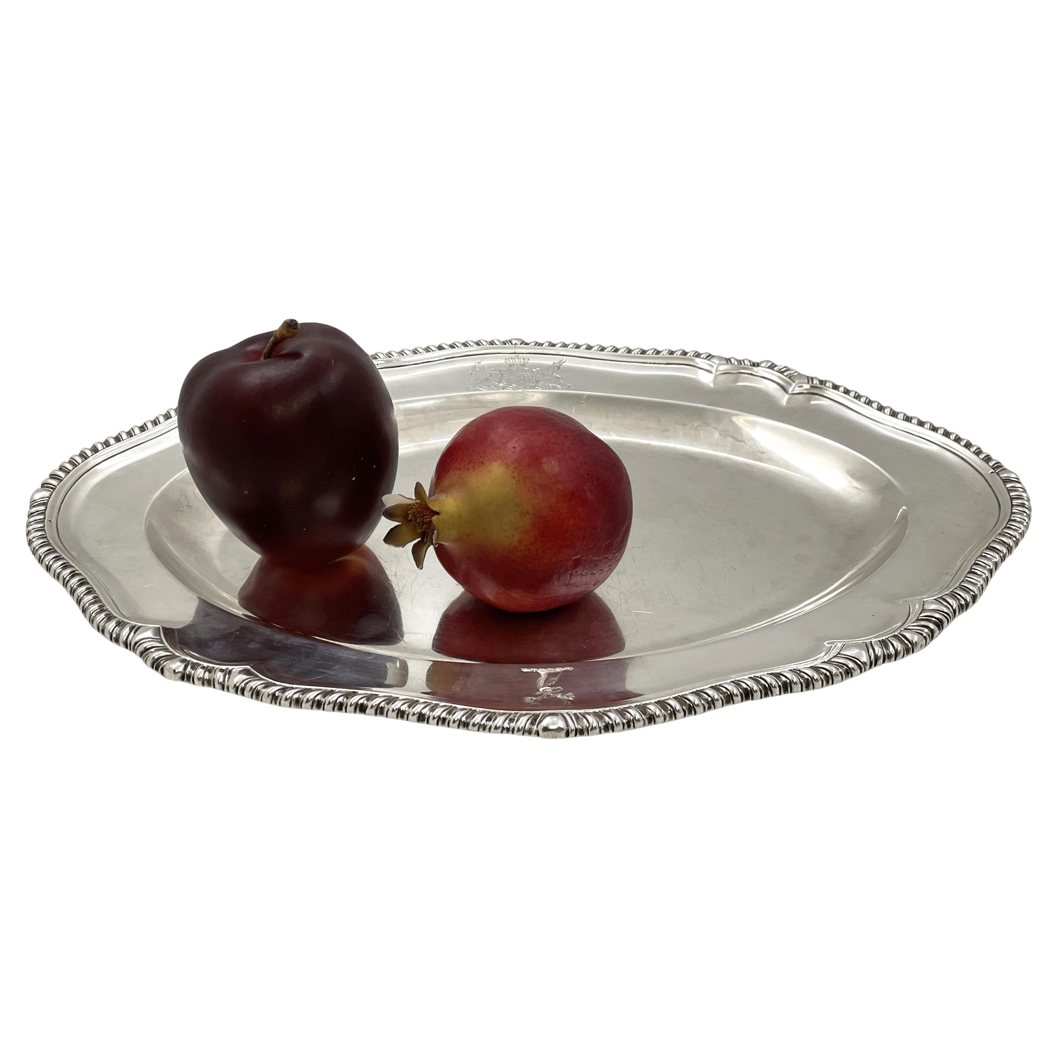William Holmes Sterling Silver 1785 Georgian Platter with Crest of JPMorgan
