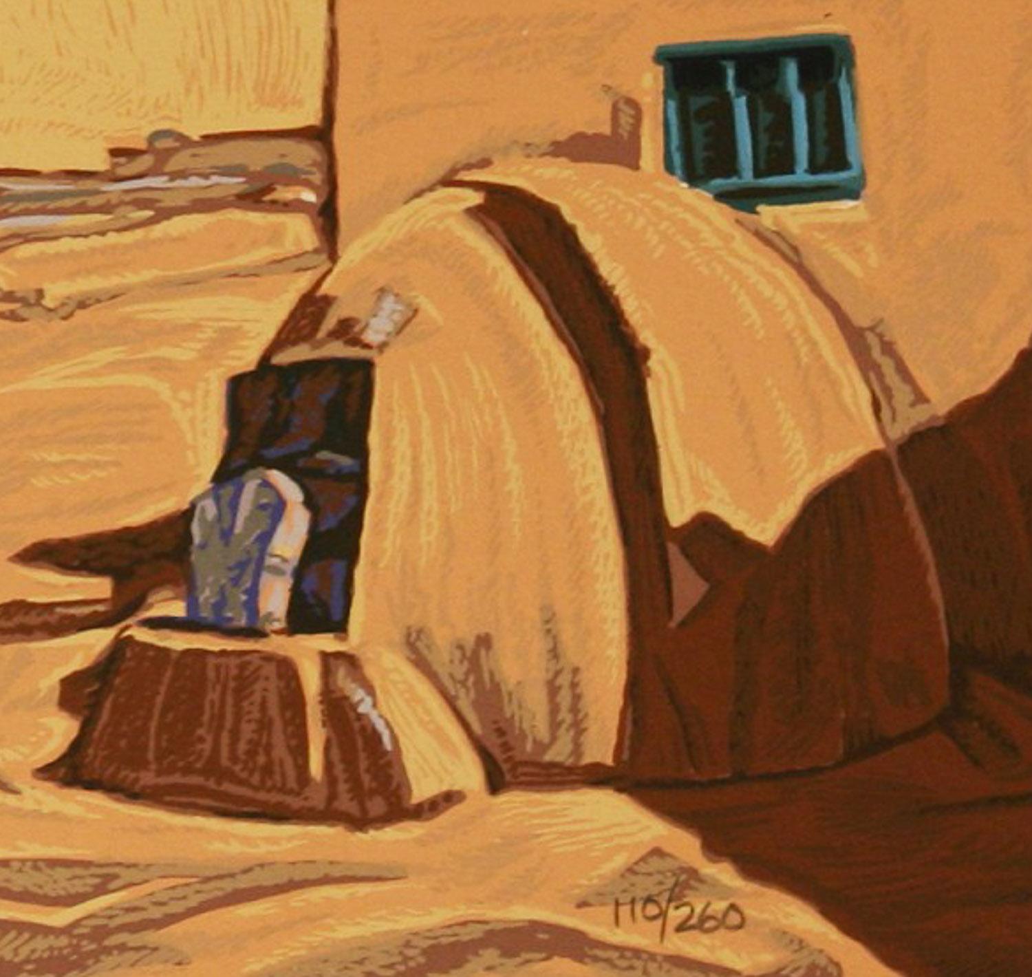 Taos Pueblo hand pulled serigraph by William Hook 1