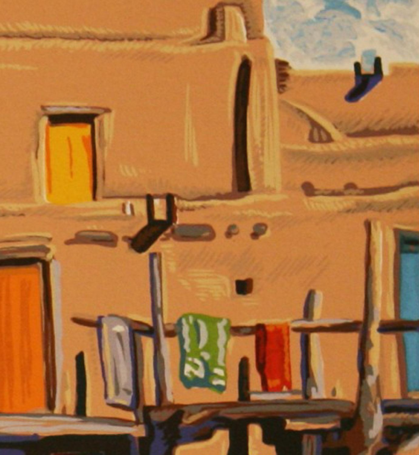 Taos Pueblo hand pulled serigraph by William Hook 2