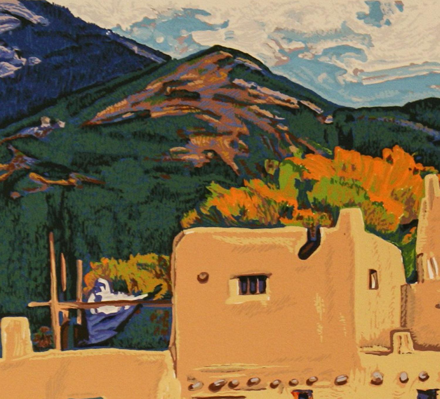 Taos Pueblo hand pulled serigraph by William Hook 3