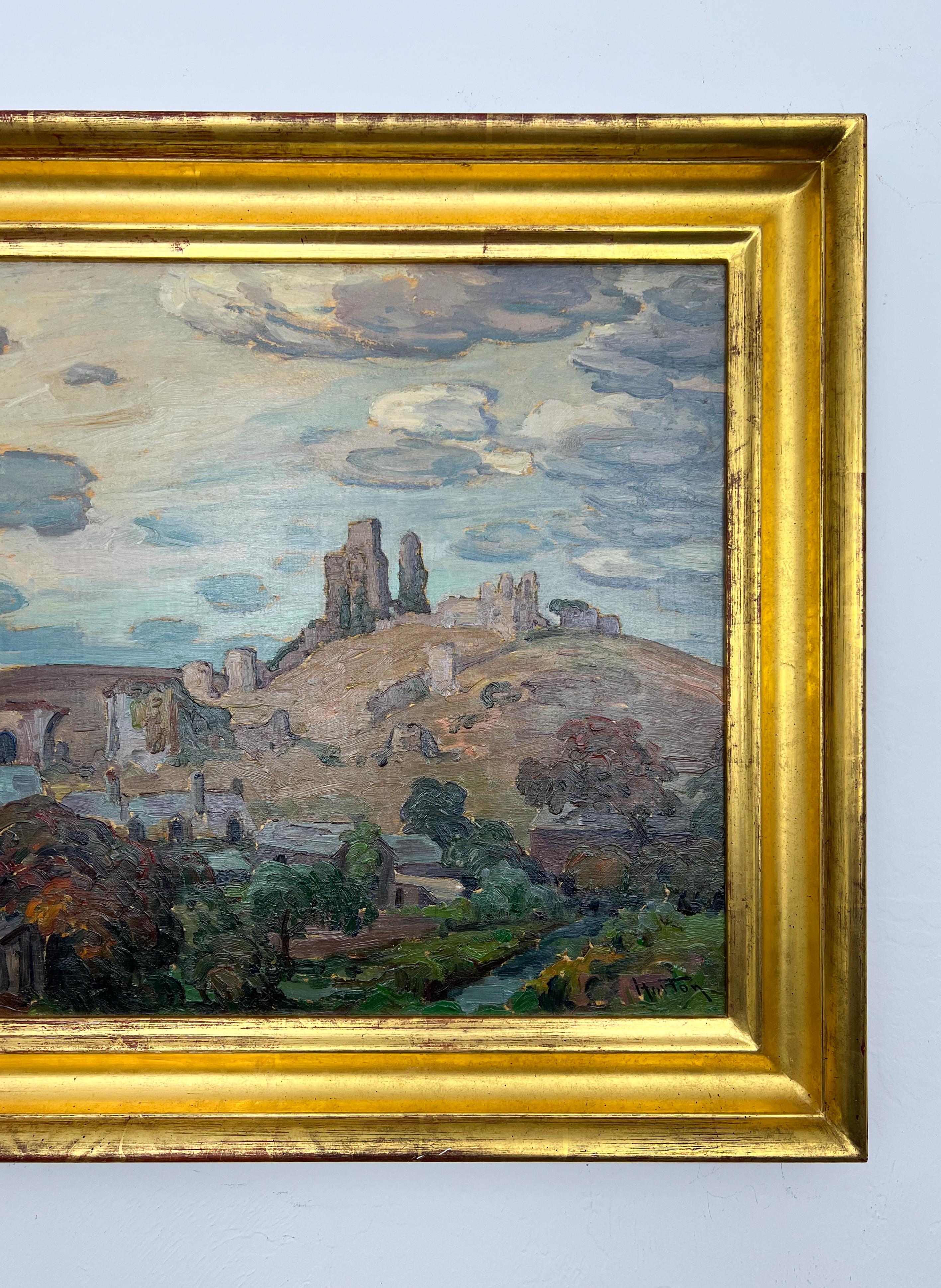 Corfe Castle - Dorset, England.  Original English Landscape Oil Painting. For Sale 1